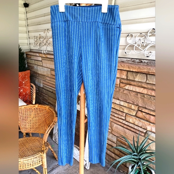 Betabrand Pants - Betabrand Blue Striped Yoga Pants_Medium
